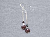 Rich Dark Red Garnet & Crystals Sterling Silver Drop Earrings (42mm) | Silver Sensations