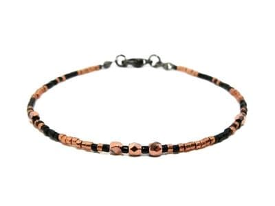 Rose Gold & Black Seed Bead Stacking Friendship Bracelet