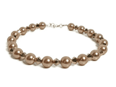Rose Gold Pearls & Crystals Sterling Silver Designer Bracelet