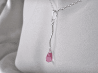 Handmade Rose Pink Swarovski Teardrop & Sterling Silver Curved Bar Pendant – 43mm | Silver Sensations