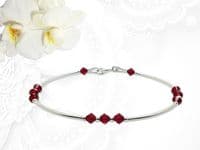 Ruby Red Premium Crystals & Sterling Silver Curves Designer Bracelet | Silver Sensations