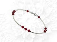 Ruby Red Premium Crystals & Sterling Silver Curves Designer Bracelet | Silver Sensations