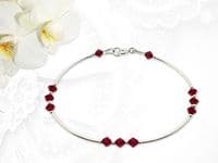 Ruby Red Premium Crystals & Sterling Silver Curves Designer Bracelet | Silver Sensations