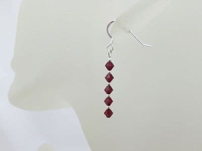 Ruby Red Premium Crystals & Sterling Silver Earrings