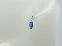 Sapphire Blue Austrian Made Heart Crystals & Sterling Silver Elegant Dangly Stud Earrings | Silver Sensations