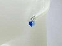 Sapphire Blue Austrian Made Heart Crystals & Sterling Silver Elegant Dangly Stud Earrings | Silver Sensations