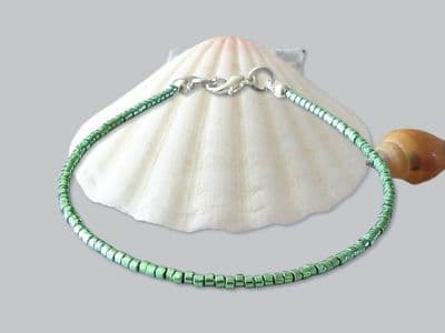 Shiny Emerald Green Seed Bead Fashion Anklet