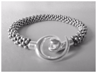 Silver Grey Colour Beaded & Woven Kumihimo Bracelet