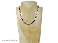 Silver Plated Hematite Cube Beads Necklace With Black Swarovski Crystals | Silver Sensations