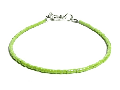 Skinny Lime Green Layering Seed Bead Beach Anklet