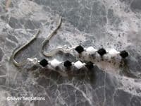 Slim Black & White Sterling Silver Earrings With Swarovski Crystals | Silver Sensations