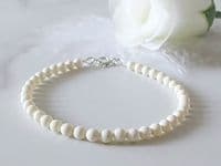 Slim Cream Pearls Bracelet  - Bridesmaids Gift | Handmade Jewellery  | Silver Sensations  |  Swarovski Pearls