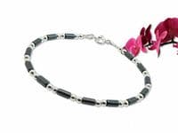 Slim Hematite Tubes Bracelet  With Sterling Silver Beads | Natural Semi Precious Gemstones | Silver Sensations