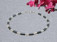 Slim Hematite Tubes Bracelet  With Sterling Silver Beads | Natural Semi Precious Gemstones | Silver Sensations