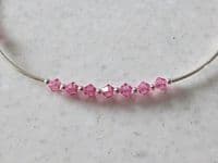 Slim  Sterling Silver Bangle Bracelet With Rose Pink Austrian Crystals | Silver Sensations
