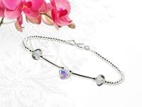 Slim Sterling Silver Bracelet With Sparkly Rainbow Crystals | Silver Sensations