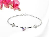 Slim Sterling Silver Bracelet With Sparkly Rainbow Crystals | Silver Sensations