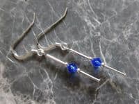 Slim Sterling Silver Tube Earrings With Sapphire Blue Swarovski Crystals | Silver Sensations