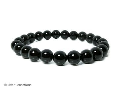 Smooth Black Onyx Beaded Unisex Fashion Bracelet