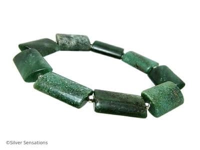 Sparkling Green Aventurine & Sterling Silver Beaded Stretch Bracelet