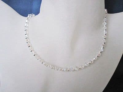 Sparkly Austrian Crystals & Sterling Silver Bicones Wedding Necklace