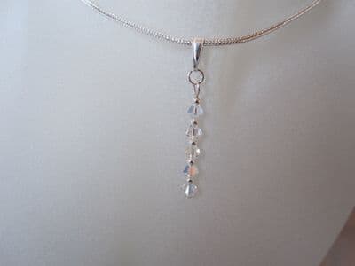 Sparkly Austrian Made AB Rainbow Crystals & Sterling Silver Pendant