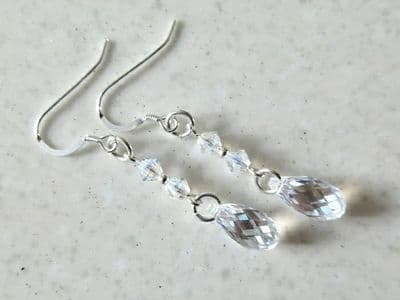 Sparkly Austrian Made Crystal Drop Earrings With Sterling Silver