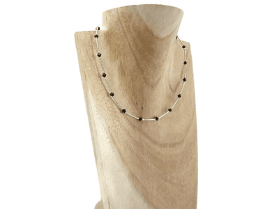 Sparkly Chocolate Brown Austrian Made Crystals & Sterling Silver Tubes Necklace