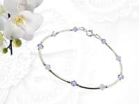Violet Purple & Opal Crystal Sterling Silver Bracelet | Handmade Gift