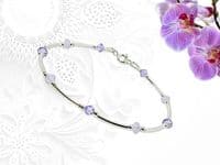 Violet Purple & Opal Crystal Sterling Silver Bracelet | Handmade Gift