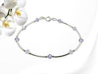 Violet Purple & Opal Crystal Sterling Silver Bracelet | Handmade Gift