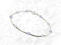 Violet Purple & Opal Crystal Sterling Silver Bracelet | Handmade Gift