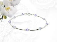Violet Purple & Opal Crystal Sterling Silver Bracelet | Handmade Gift