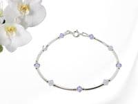 Violet Purple & Opal Crystal Sterling Silver Bracelet | Handmade Gift
