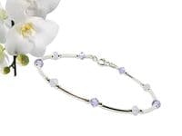 Violet Purple & Opal Crystal Sterling Silver Bracelet | Handmade Gift