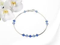 Sterling Silver Bracelet With Dark & Light Sapphire Crystals | Silver Sensations