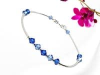 Sterling Silver Bracelet With Dark & Light Sapphire Crystals | Silver Sensations