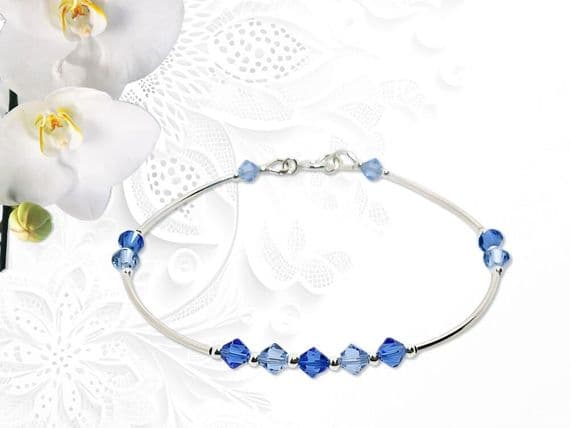 Sterling Silver Bracelet With Dark & Light Sapphire Crystals | Silver Sensations