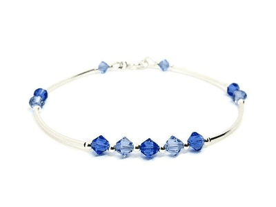 Sterling Silver Bracelet With Dark & Light Sapphire Crystals