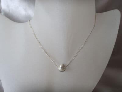Sterling Silver Clam Shell Cut Bead & Chain Necklace