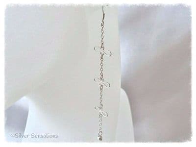 Sterling Silver Filigree Bows & Chain Long Earrings