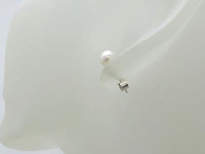 Sterling Silver Handmade Stud Earrings With White Austrian Made Pearls