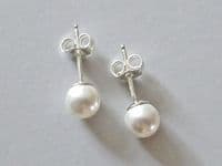Sterling Silver Handmade Stud Earrings With White Austrian Made Pearls | Silver Sensations
