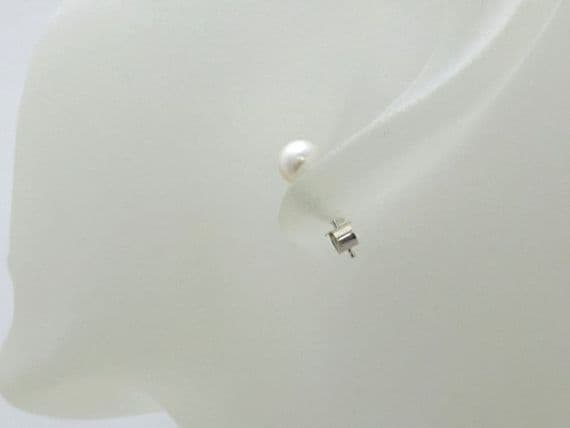 Sterling Silver Handmade Stud Earrings With White Austrian Made Pearls | Silver Sensations