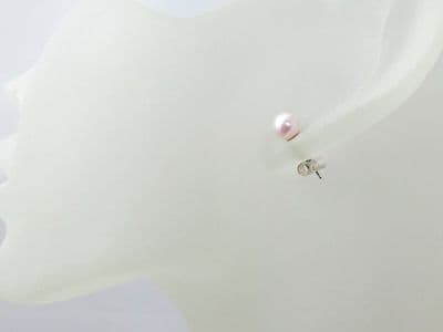 Sterling Silver Stud Earrings & Pastel Pink Premium Pearls