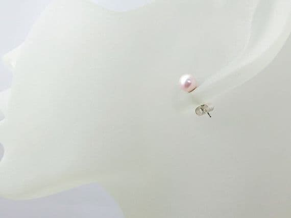 Sterling Silver Stud Earrings & Pastel Pink Swarovski Pearls | Silver Sensations