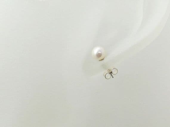 Sterling Silver Stud Earrings With Premium Cream Pearls | Simple Easy Wear Studs | Silver Sensations