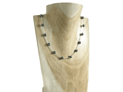 Swarovski Tahitian Grey Pearls & Sterling Silver Tubes Necklace