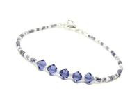 Tanzanite Purple & White Seed Bead Stacking Bracelet With Swarovski Crystals | Silver Sensations