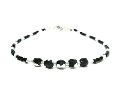 Tiny Black & White Seed Beads Friendship Bracelet